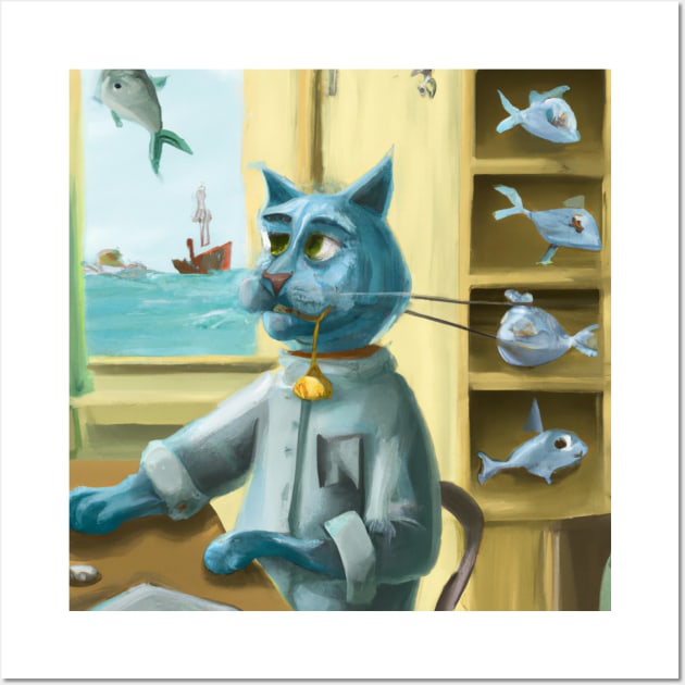 Cat Manager is in Charge of Fish Shipments Wall Art by Star Scrunch